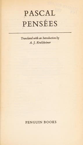 Tapa de Pascal Pensées