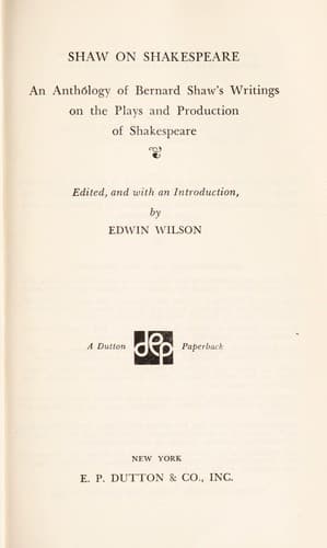 Tapa de Shaw on Shakespeare