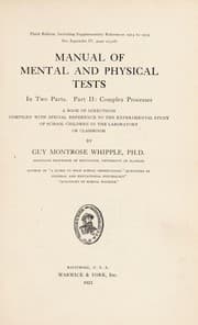 Tapa de Manual of mental and physical tests