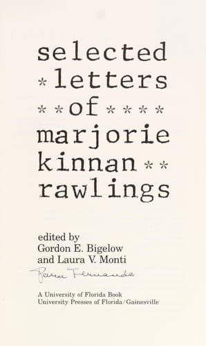 Tapa de Selected letters of Marjorie Kinnan Rawlings