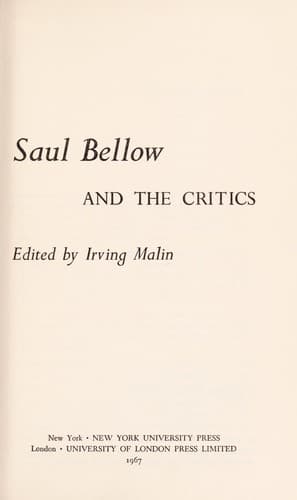 Tapa de Saul Bellow and the critics