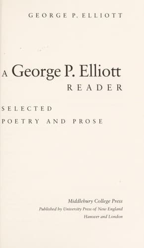 Tapa de A George P. Elliott reader