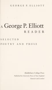 Tapa de A George P. Elliott reader