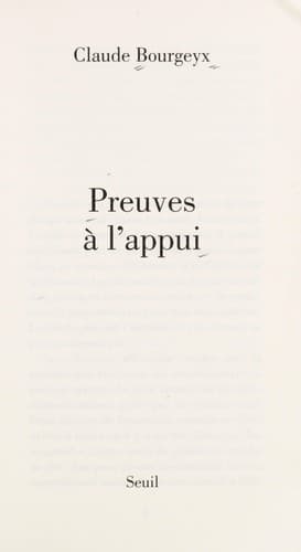 Tapa de Preuves a   l'appui