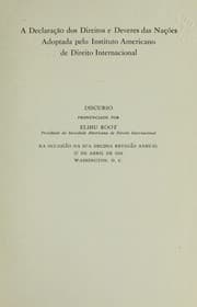 Tapa de A declarac ʹa o dos direitos e deveres das nac ʹo es, adoptada pelo Instituto americano de direito internacional