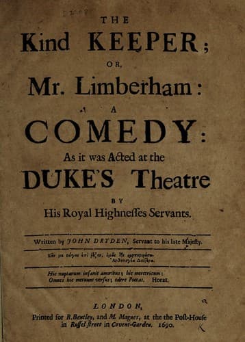 Tapa de The kind keeper, or, Mr. Limberham