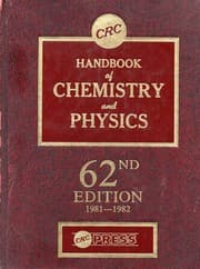 Tapa de Handbook of chemistry and physics a ready reference book of chemical and physical data - 62 ed.