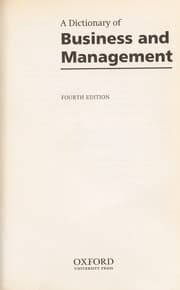 Tapa de A dictionary of business and management