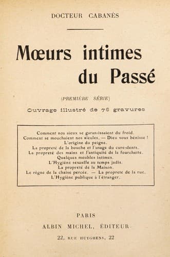 Tapa de M¿urs intimes du pass©♭