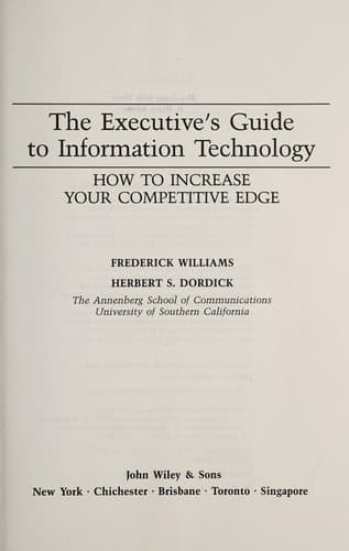Tapa de The executive's guide to information technology