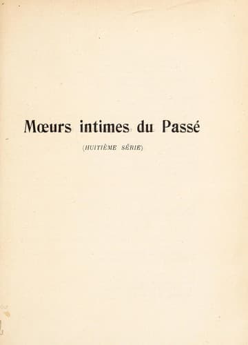 Tapa de M¿urs intimes du pass©♭