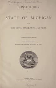 Tapa de Constitution of the state of Michigan with side notes, annotations and index