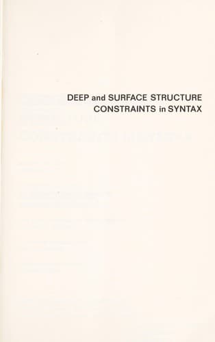 Tapa de Deep and surface structure constraints in syntax