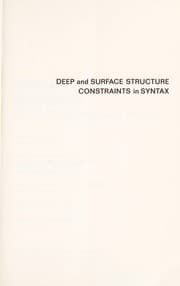 Tapa de Deep and surface structure constraints in syntax