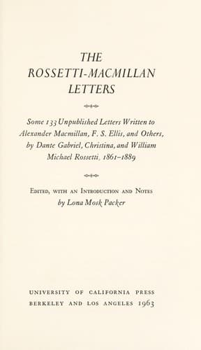 Tapa de The Rossetti-Macmillan letters