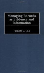 Tapa de Managing records as evidence and information