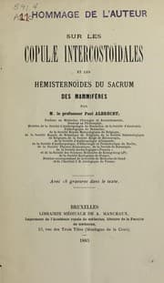 Tapa de Sur les copula e intercostoidales et les he misternoides du sacrum des mammife res...