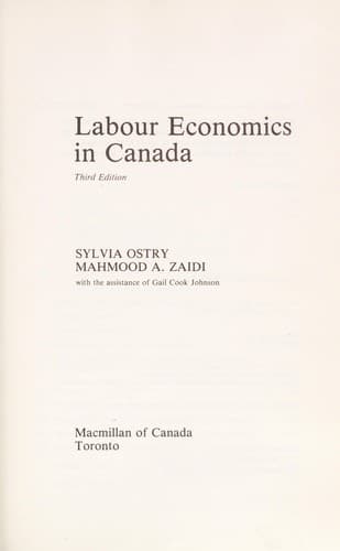 Tapa de Labour economics in Canada
