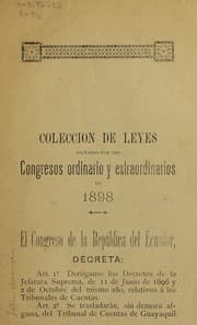 Tapa de Coleccio n de leyes y decretos expedidos por los Congresos Ordinario y Estraordinarios de 1898