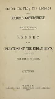 Tapa de Report on the operations of the Indian mints for the 12 years from 1841-42 to 1852-53