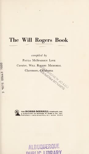 Tapa de The Will Rogers book