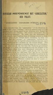 Tapa de Hawaiian independence (not annexation) our policy