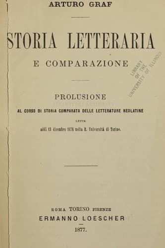 Tapa de Storia letteraria e comparazione