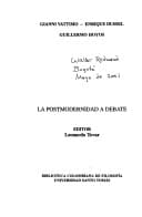 Tapa de La postmodernidad a debate