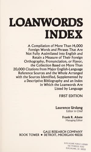 Tapa de Loanwords index