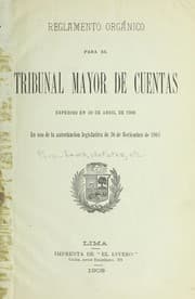 Tapa de Reglamento orga nico para el tribunal mayor de cuentas
