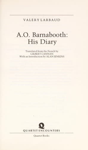Tapa de A.O. Barnabooth