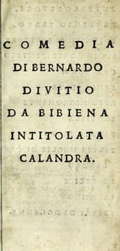 Tapa de Comedia di Bernardo Divitio da Bibiena intitolata Calandra