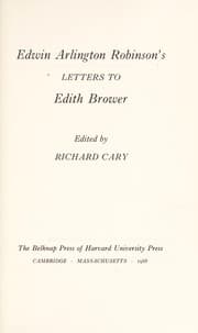 Tapa de Edwin Arlington Robinson's letters to Edith Brower