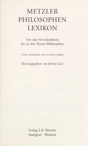 Tapa de Metzler Philosophen Lexikon