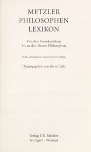 Tapa de Metzler Philosophen Lexikon