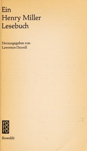 Tapa de Ein Henry-Miller-Lesebuch