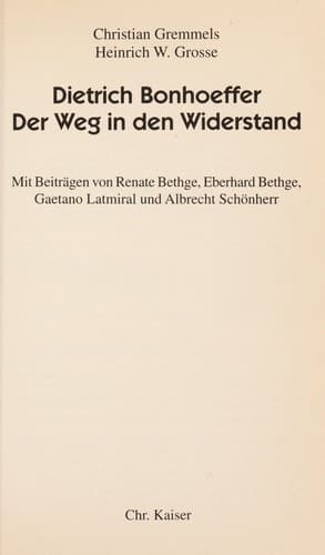 Tapa de Dietrich Bonhoeffer
