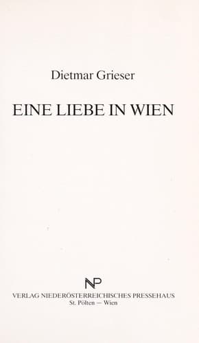 Tapa de Eine Liebe in Wien