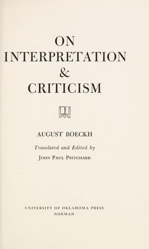 Tapa de On interpretation & criticism