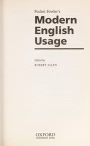 Tapa de Pocket Fowler's modern English usage
