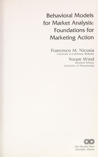 Tapa de Behavioral models for market analysis