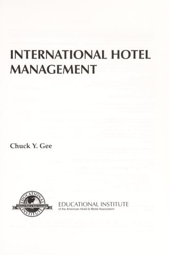 Tapa de International hotel management