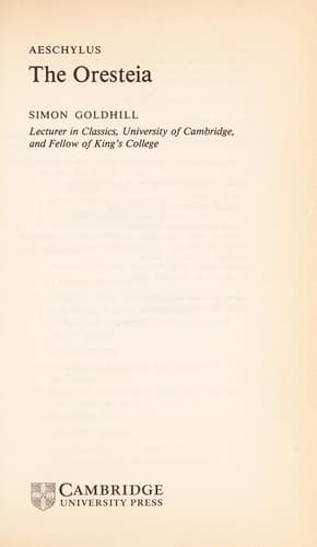 Tapa de Aeschylus, the Oresteia