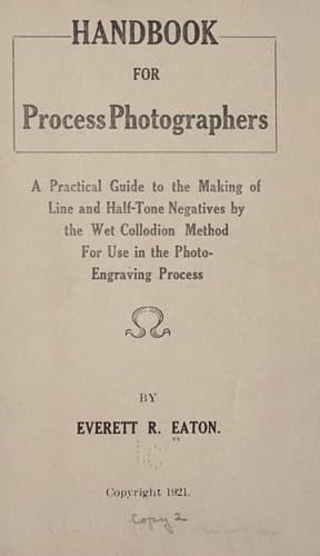 Tapa de Handbook for process photographers