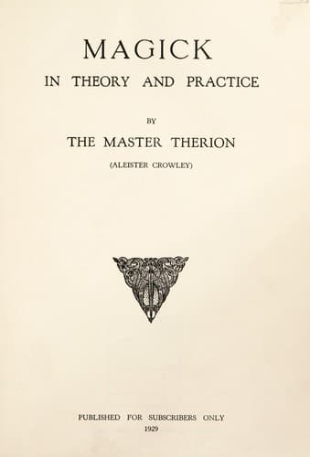 Tapa de Magick in theory and practice