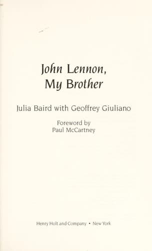 Tapa de John Lennon, my brother