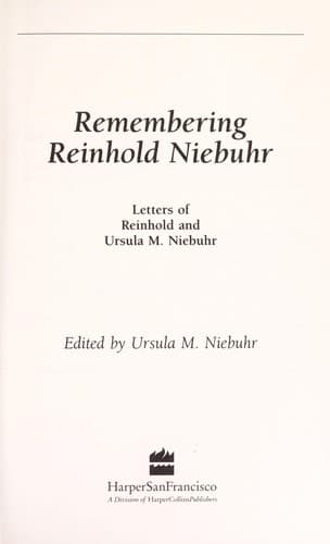 Tapa de Remembering Reinhold Niebuhr
