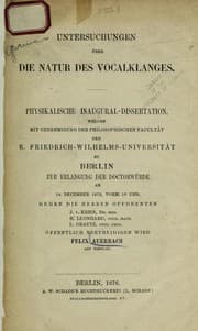 Tapa de Untersuchungen u ber die Natur des Vocalklanges