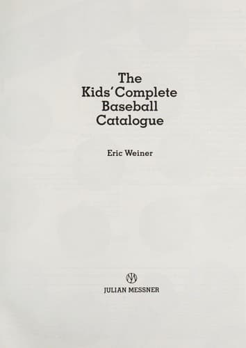 Tapa de The kids' complete baseball catalogue