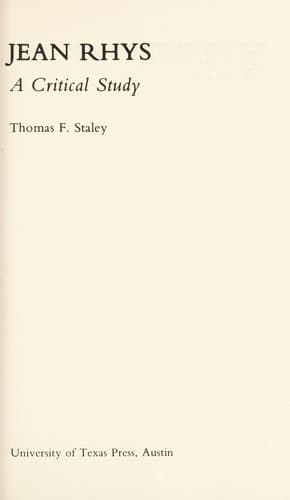 Tapa de Jean Rhys, a critical study